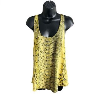Joie Drew C Snake Print Yellow Silk Tank Top Size Medium